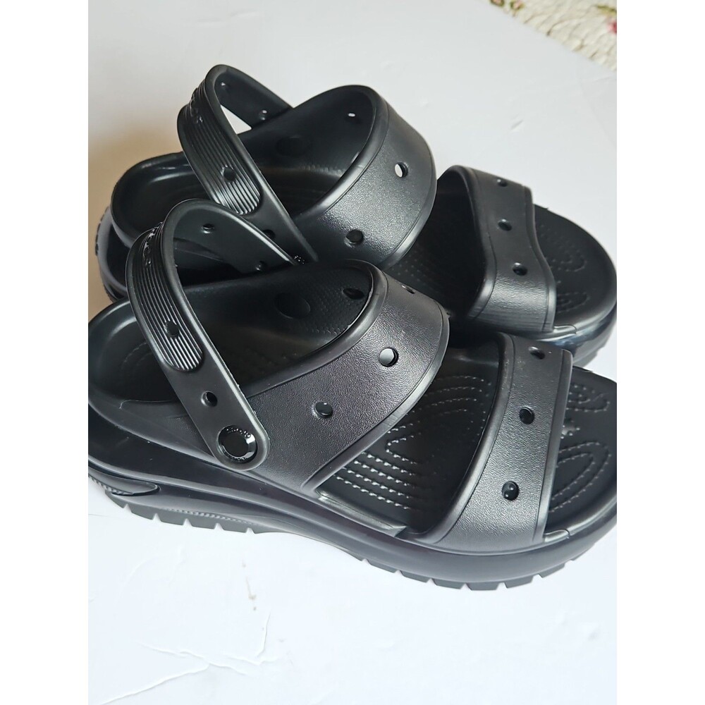 Crocs Classic Mega Crush Black Platform Sandals US 6 - Picture 2 of 9